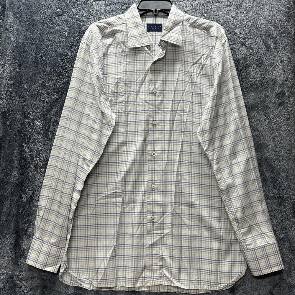 Calder Carmel Mens Size L Beige Long Sleeve Button Up Shirt (S1)